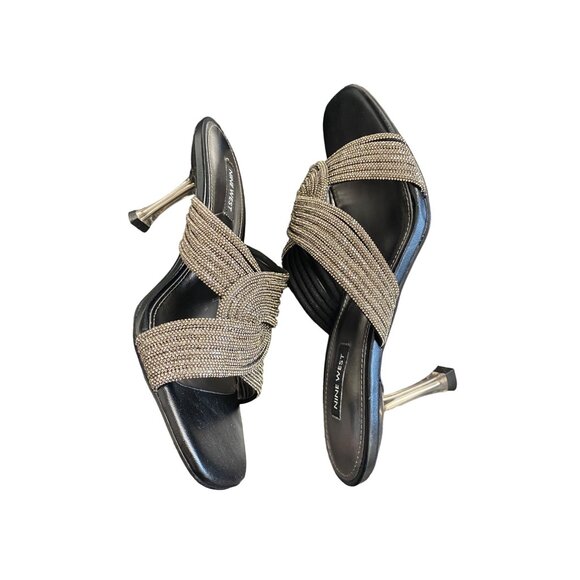 NINE WEST Women’s Dancy5 Heeled Sandals NIB Size 8.5M Black - Picture 4 of 6